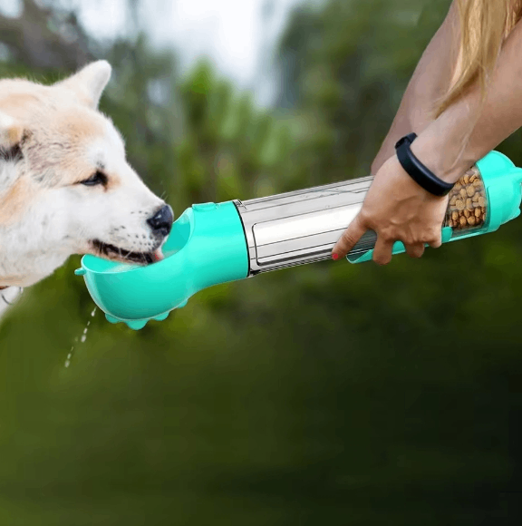 3-in-1 Portable Dog Water Bottle and Food Dispenser